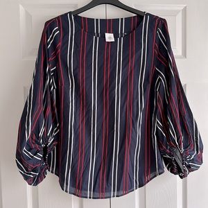 Cabi Flag Blouse Red White Blue Popover Size M